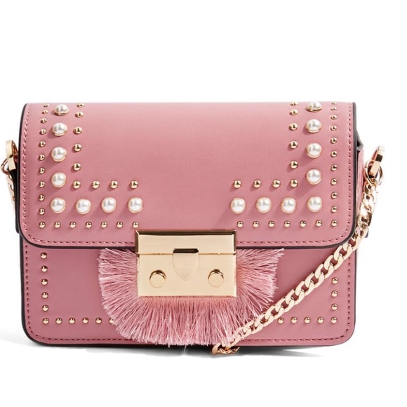 Topshop Handbags - Topshop Rosie Imitation Pearl Fringe Crossbody Bag